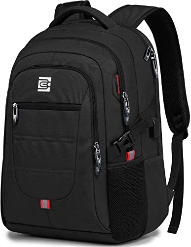 Bagsure Reise-Laptop-Rucksack, Business-Laptop-Rucksack mit USB-Ladeanschluss, College-Tasche für Damen und Herren, Pechschwarz, 15.6inch, Lässiger Stil von Bagsure