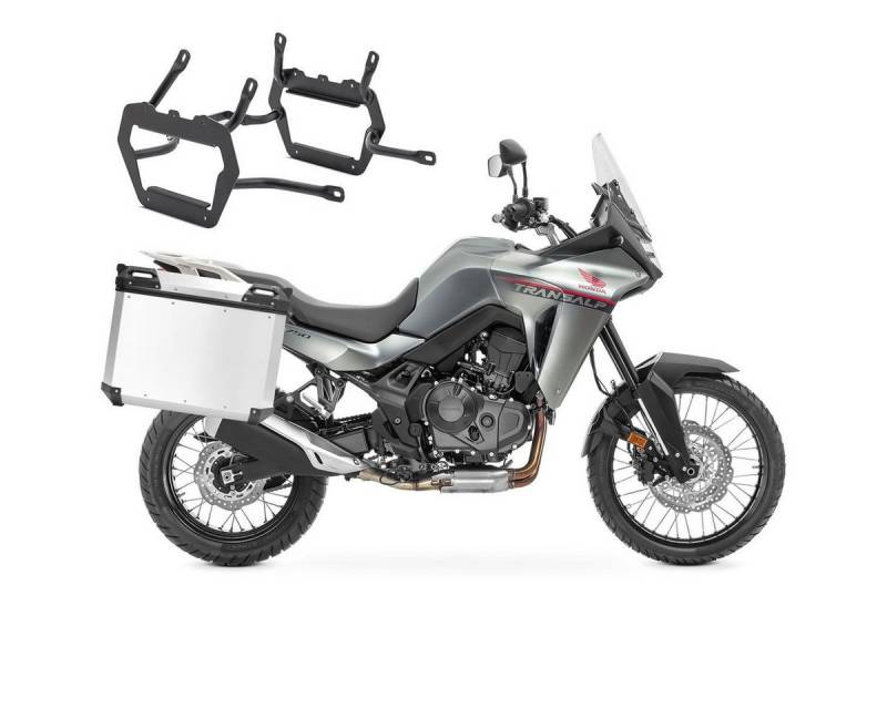 Bagtecs Kofferset Alu-Koffer+ Kofferträger für Honda Transalp XL 750 23-25 QP48 silber von Bagtecs