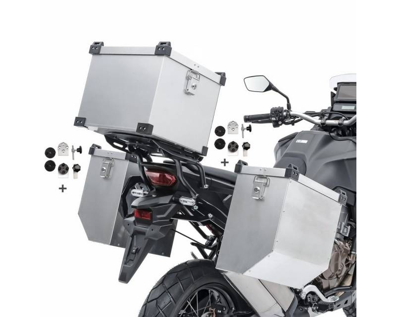 Bagtecs Kofferset Alu Seitenkoffer Namib 36l-36l Topcase 38L und Adapter für Kofferträge von Bagtecs