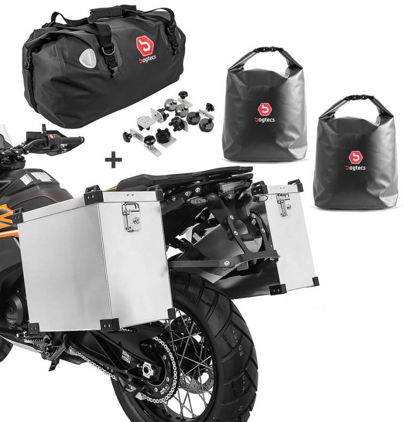 Bagtecs Kofferset Alukoffer M5 2x35l für Honda Transalp XL 650 V + Hecktasche + Innentas von Bagtecs
