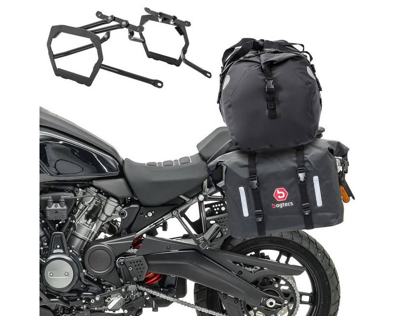 Bagtecs Kofferset Satteltaschen WP8 für Harley Pan America 1250 21-25 Kofferträger+Heckt von Bagtecs