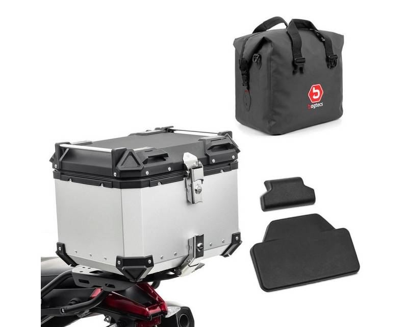 Bagtecs Kofferset Set Motorrad Aluminium Topcase 45L + Innentasche Dry Bag + Rückenpolst von Bagtecs