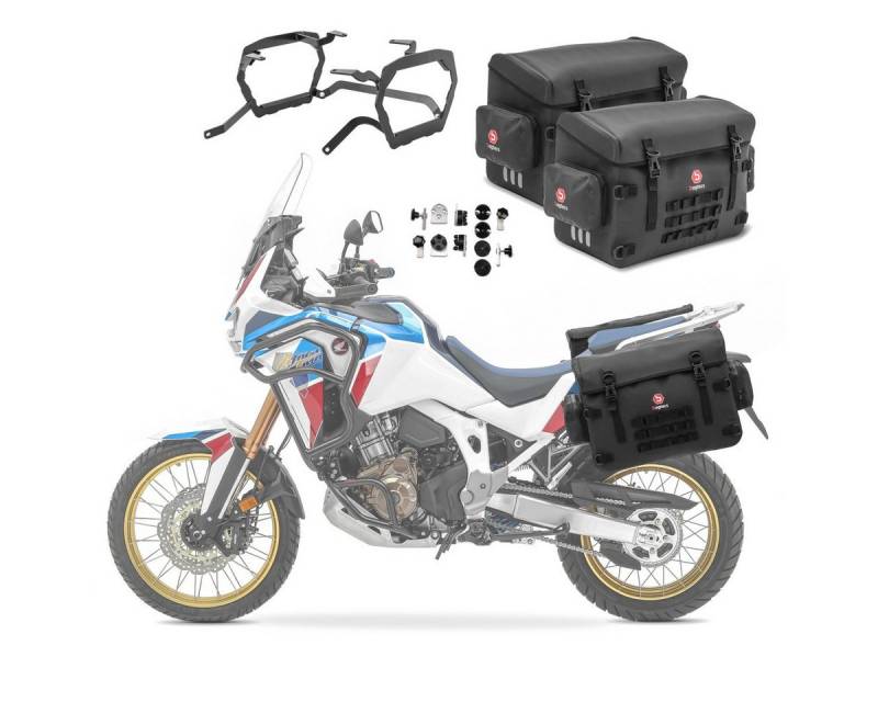 Bagtecs Reisetasche 2x PVC Seitenkoffern + Kofferträger für Honda Africa Twin CRF 1000 L 1 von Bagtecs
