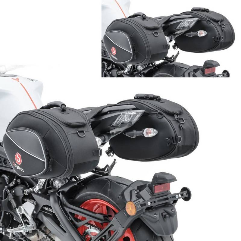 Bagtecs Reisetasche 2x Satteltaschen Motorrad # SP3 Seitentaschen Paar 36-60 Liter schwarz von Bagtecs