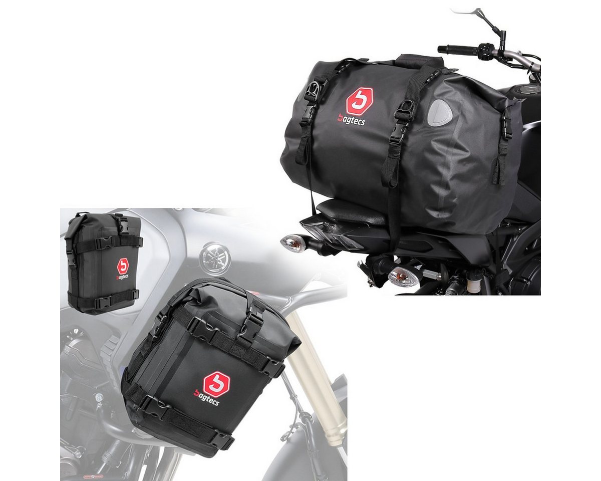 Bagtecs Reisetasche Hecktasche Drybag TB40 Wasserdicht 40l + Sturzbügeltasche Paar passend von Bagtecs