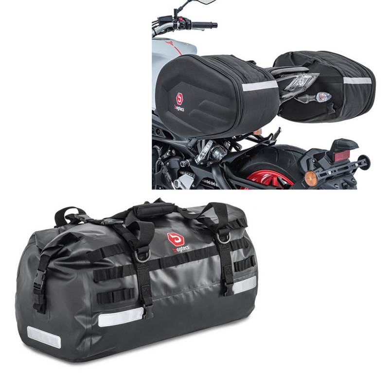Bagtecs Reisetasche Hecktasche Drybag XB50 Volumen 50l + Satteltaschen RF3 Paar 30-40Ltr s von Bagtecs