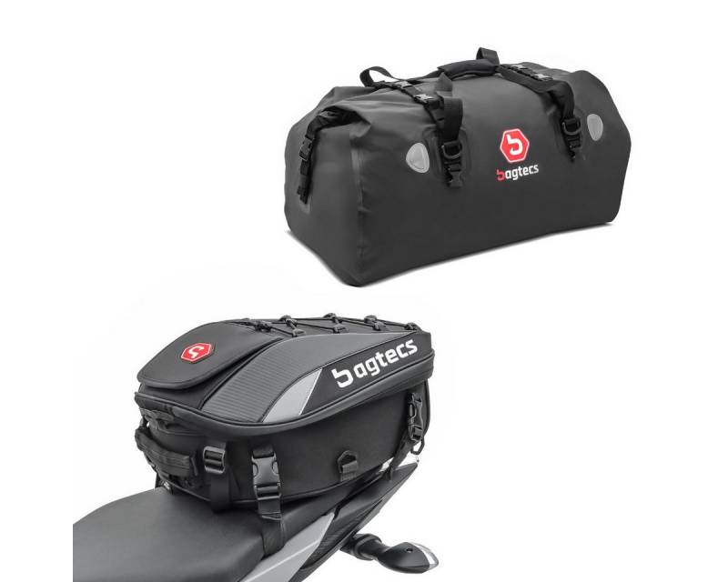 Bagtecs Reisetasche Set Hecktasche # X30 Soziustasche 20-30Ltr schwarz mit Hecktasche Dryb von Bagtecs