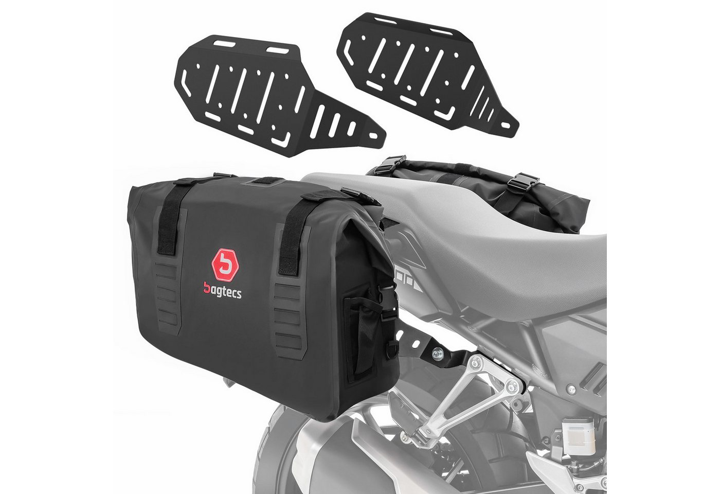 Bagtecs Reisetasche Set Satteltaschen WD1 + Seitenträger passend für Honda NX 500 24-25 # von Bagtecs