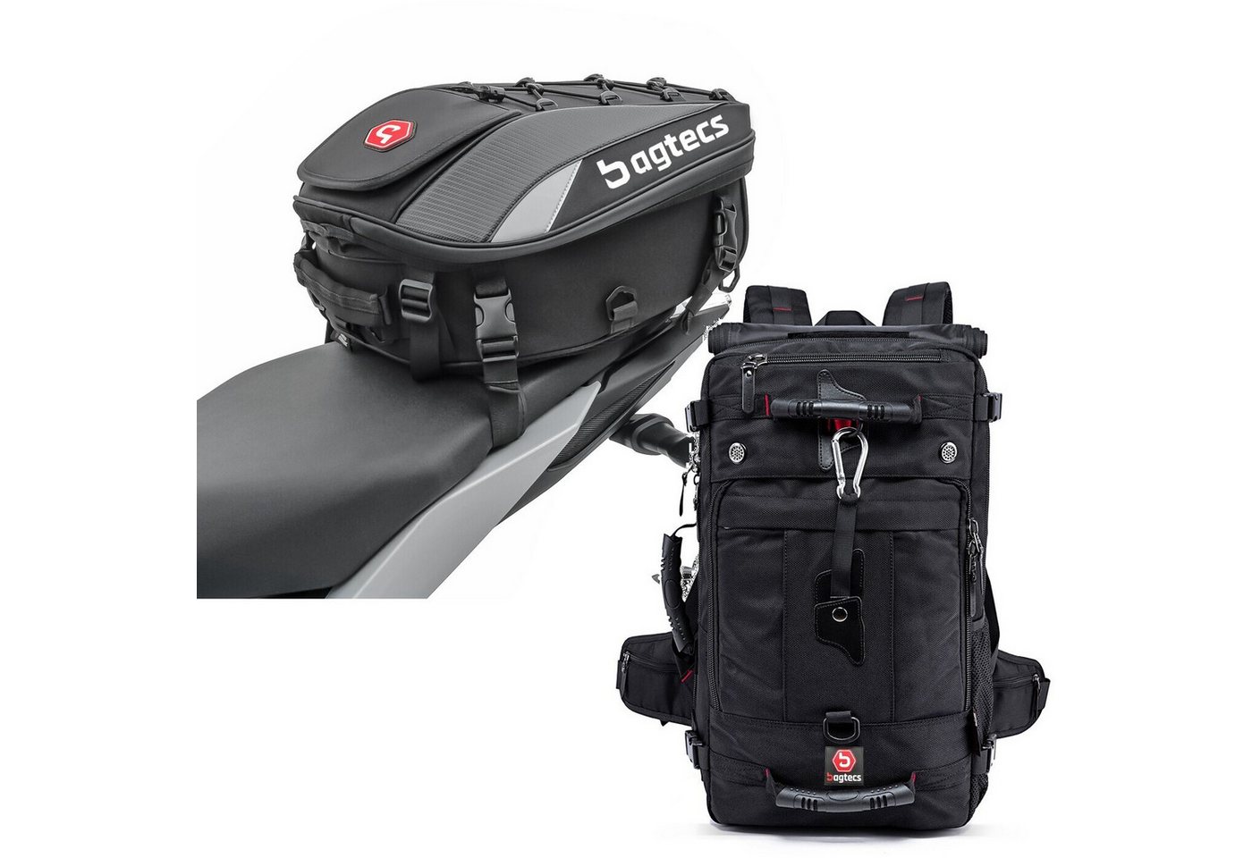 Bagtecs Reisetasche Set: Motorrad Hecktasche X30 Soziustasche erweiterbar 20-30Ltr sw # mi von Bagtecs
