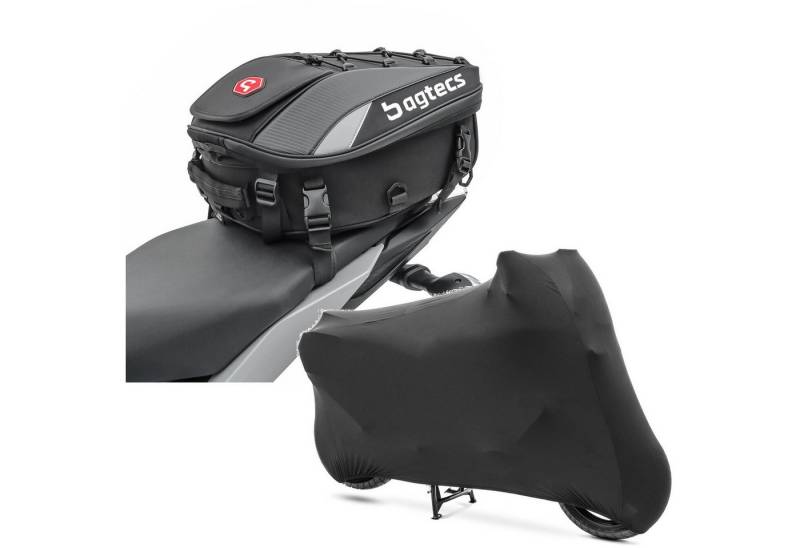 Bagtecs Reisetasche Set: Motorrad Hecktasche X30 erweiterbar 20-30Ltr sw # mit Motorradabd von Bagtecs