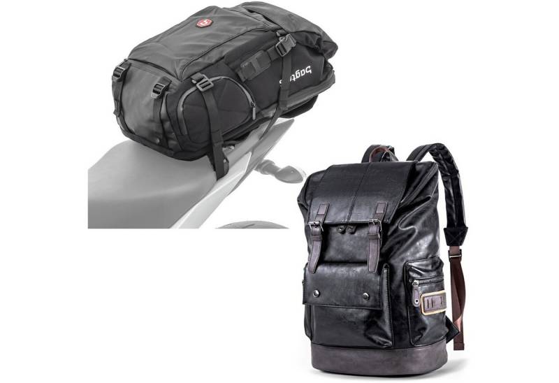 Bagtecs Reisetasche Set: Motorrad Rucksack HX5 wasserdicht 45Ltr mit Helmhalterung # mit R von Bagtecs