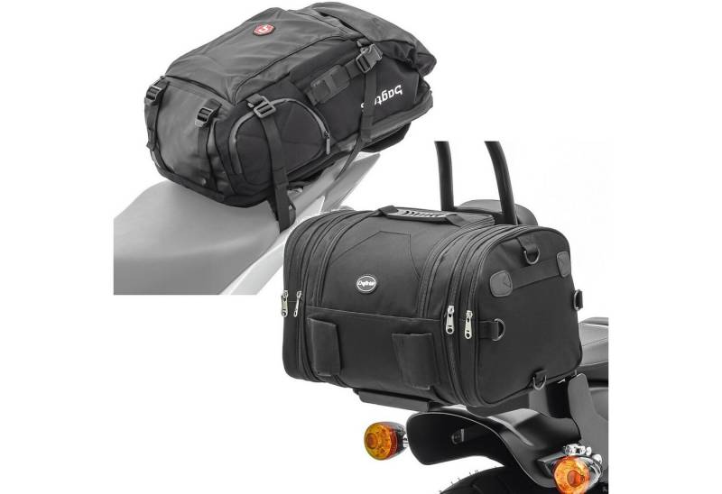 Bagtecs Reisetasche Set: Motorrad Rucksack HX5 wd. 45Ltr mit Helmhalterung # mit Hecktasch von Bagtecs