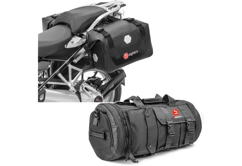 Bagtecs Reisetasche Set: Motorrad Satteltaschen Wasserdicht RB25 mit Rollverschluss # mit von Bagtecs
