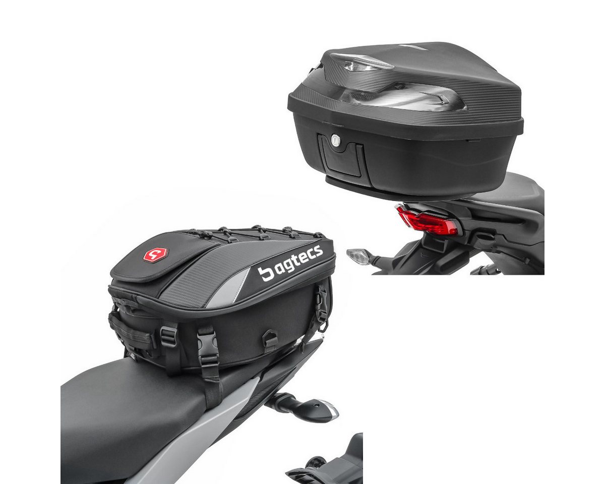 Bagtecs Reisetasche Set: Motorrad Topcase XK48 univ. 48 Liter sw # mit Motorrad Hecktasche von Bagtecs