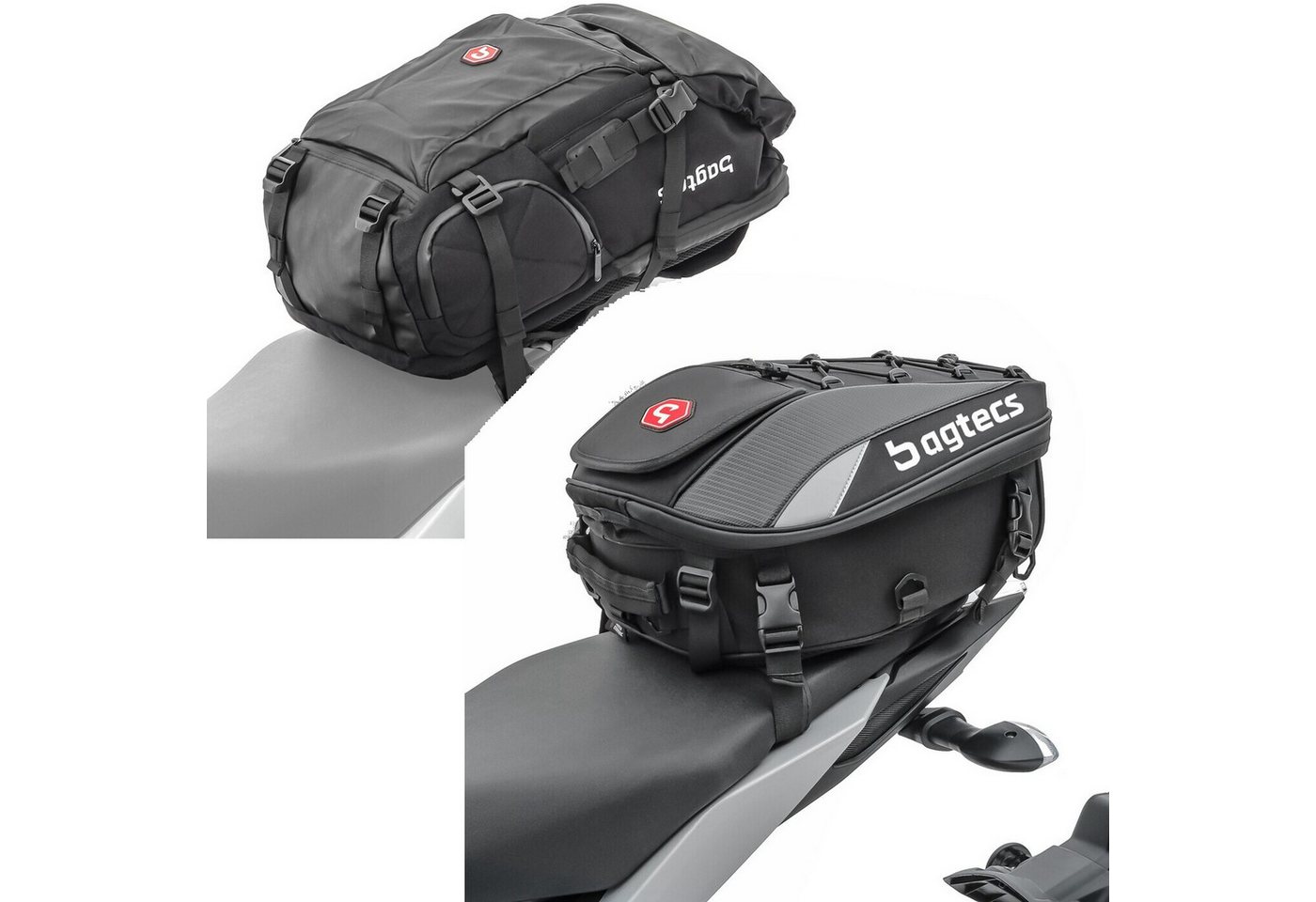 Bagtecs Reisetasche Set: Rucksack HX5 Hecktasche wd. 45Ltr + Hecktasche Soziustasche erwei von Bagtecs