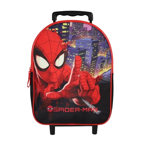 Bagtrotter - Spider-Man - Schulrucksack mit Rädern - Schwarz - 1 Fach mit Reißverschluss - Gepolsterte Schultergurte - 25x12x32cm - Material Polyester - Schulrucksack Kindergarten von Bagtrotter