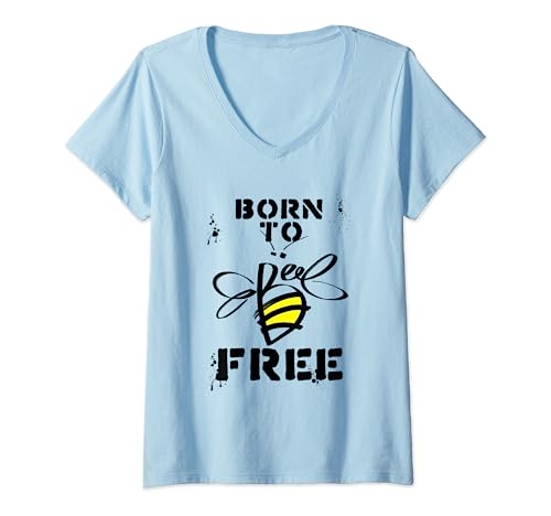 Damen Born To Be Free Zitate Grafik Tees & coole Designs T-Shirt mit V-Ausschnitt von Bahaa's Tee