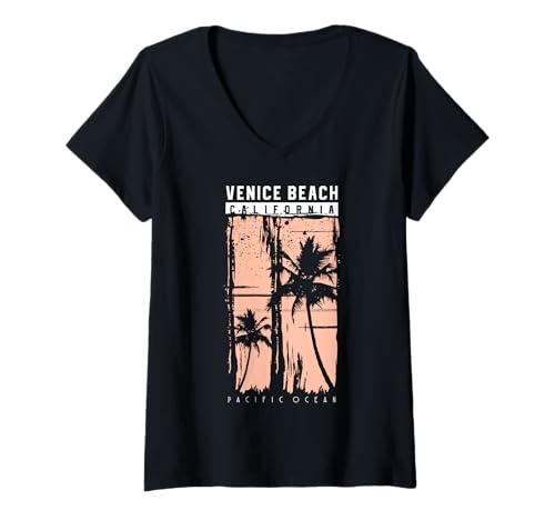Damen Cool California Venice Summer Vibes Venice Beach Graphic T-Shirt mit V-Ausschnitt von Bahaa's Tee