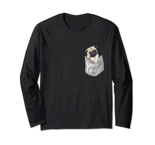 Lustiges Design mit Mops-Motiven, für Damen und Kinder Langarmshirt von Bahaa's Tee