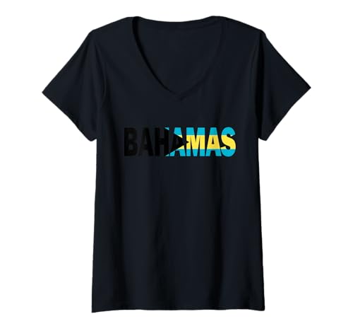 Damen Bahamas Bahama-Flagge, Souvenir T-Shirt mit V-Ausschnitt Damen Bahamas Bahama-Flagge, Souvenir T-Shirt mit V-Ausschnitt von Bahamas Bahamian Flag Souvenir Gift
