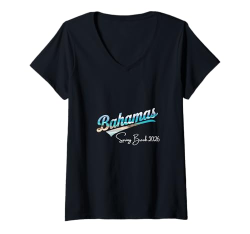 Damen Bahamas Spring Break 2025 Urlaubsreisen T-Shirt mit V-Ausschnitt Damen Bahamas Spring Break 2025 Urlaubsreisen T-Shirt mit V-Ausschnitt von Bahamas Spring Break Clothes T-Shirts