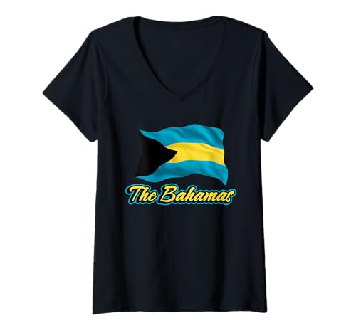 Damen Die Bahamas-Flagge Karibik Bahamian Männer Frauen Kinder T-Shirt mit V-Ausschnitt Damen Die Bahamas-Flagge Karibik Bahamian Männer Frauen Kinder T-Shirt mit V-Ausschnitt von Bahamian Flag Heritage Apparel & Gifts