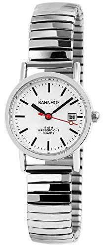 Bahnhof Damen - Uhr Metall Zugband Armbanduhr Datum Analog Quarz 170049 von Bahnhof
