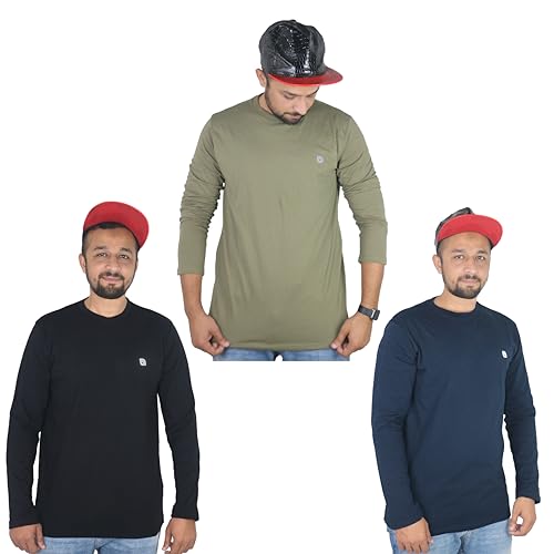 Bahob® 3er Pack Herren Langarm T-Shirt Rundhals T-Shirts Bequeme Rundhals Tops für Männer Weiche Baumwolle S-3XL, Mfts-160-a, XL von Bahob