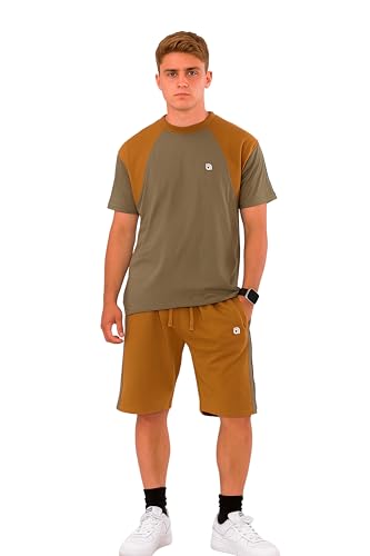 Bahob® Herren Kurz Pyjama Sets Weiche Baumwolle Herren Kurz PJs Nachtwäsche Set für Männer S bis 3XL, Mss-153-a, L von Bahob