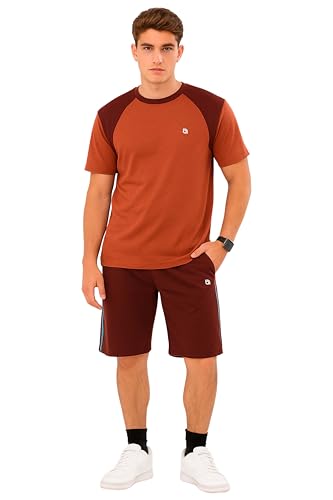 Bahob® Herren Kurz Pyjama Sets Weiche Baumwolle Herren Kurz PJs Nachtwäsche Set für Männer S bis 3XL, Mss-153-b, L von Bahob