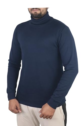 Bahob® Herren Rollkragenpullover, schmale Passform, Herrenpullover, Baumwolle, gerippt, hoher Halsausschnitt, Strickwaren, navy, X-Large von Bahob