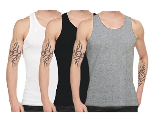 Bahob® Herren Unterhemd Multipack Lot Basic Regular Fit Baumwolle Tank Top Athletic Soft Sortiert 3 Stück Gr. XL, 3 Pack Black White Grey von Bahob