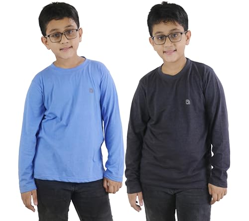 Bahob ® 2er Pack Jungen Langarm T-Shirt Top Kinder Rundhals Langarm T-Shirt Weiche Baumwolle 3-14 Jahre (BFTS-51-B, 7-8 Jahre) von Bahob