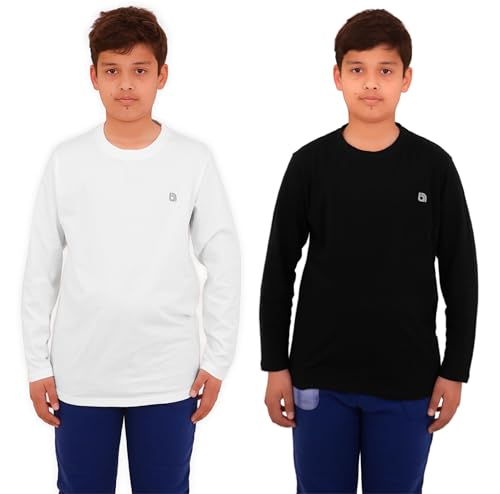 Bahob ® 2er Pack Jungen Langarm T-Shirt Top Kinder Rundhals Langarm T-Shirt Weiche Baumwolle 3-14 Jahre (BFTS-51-D, 13-14 Jahre) von Bahob