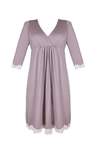 BaiBa Charmantes 3/4-Arm Stillnachthemd/Umstandsnachthemd/Nachtkleid, Größe 44/XXL, Farbe Altrosa von BaiBa Lingerie