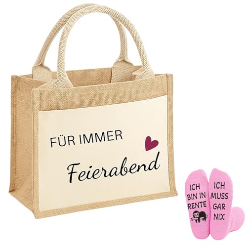 BaiDekun 2 Renteneintritt Geschenk Frau, Ruhestand Geschenk Frauen, Rentner Geschenk Frau, Geschenkset Mit Tasche Und Flauschigen Socken, Ideal Als Pensionierungsgeschenk, 31.5 X 22 X 11 Cm von BaiDekun