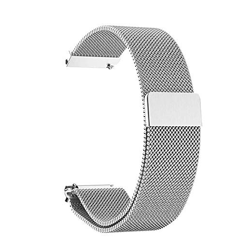 BaiJ Edelstahlarmband für Uhr, Mesh Gewebe Metall Edelstahl Uhrenarmbänder mit Magnetverschluss Schnellspanner Armband Ersatzarmband Kompatibel Smart Watch fur Herren und Damen, 20mm Silber von BaiJ