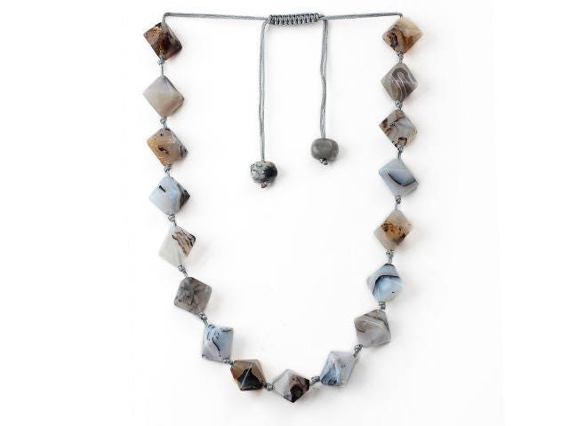 Halskette Achat Mit Klebeband Graue Raute von BaieDesPerles