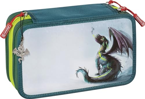 Brunnen XXL Schüler-Etui Federmappe Drago Drache 3 Reißverschlüsse von Baier & Schneider
