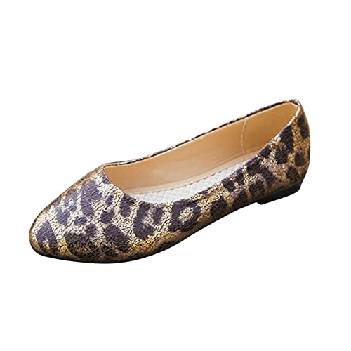 Set-Größe flache große Füße lässige Retro bequeme Farbe Leopardenschuhe Damen Freizeitschuhe alle Schuhe für Frauen lässig, braun, 40 EU von Baieune