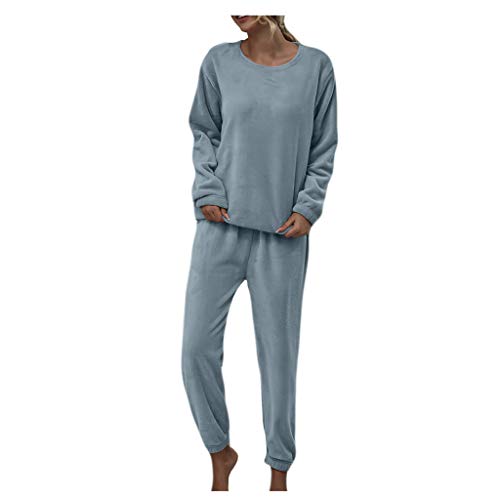 Wear Damen Anzughose Flanell Farbe 1 Set Freizeit Solid Damen Anzüge & Sets Dessous Pyjama Set, blau, 42 von Baieune
