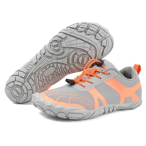 Bailey Xingqi Damen Herren Schnell trocknende Wasserschuhe Barfußschuhe, rutschfeste Aquasportschuhe für Orientierungslauf Segeln Hill-Walki（Grau 37） von Bailey Xingqi