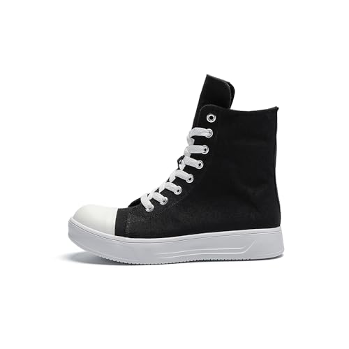 Bailey Xingqi Damen High Top Turnschuhe Plattform Canvas Schuhe Casual Schnürschuhe Leichte Wanderschuhe(Schwarz EU Size 44) von Bailey Xingqi