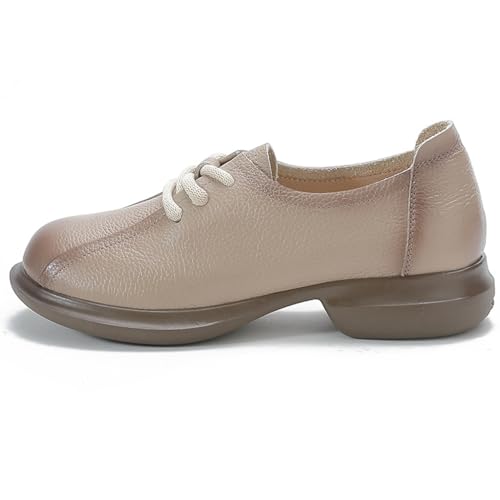 Bailey Xingqi Damen Plateau Oxford Schuhe Retro Leder Runde Zehen Schnürschuhe Chunky Oxfords Sattelschuhe（22551 Bohnenpaste 40） von Bailey Xingqi
