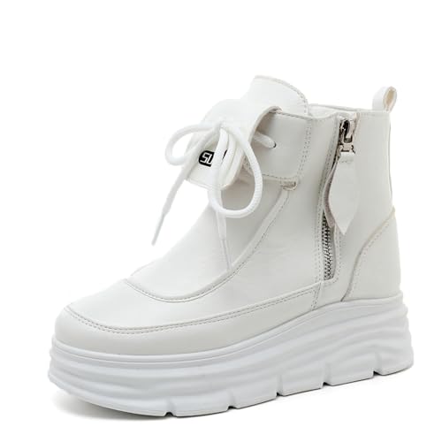 Bailey Xingqi Damen Schneestiefel mit Kunstfellfutter Schnürstiefel Winter Rutschfeste Plateaustiefel Hoher Schaft Wanderboots 3680 Weiß Größe 38 von Bailey Xingqi