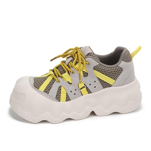 Bailey Xingqi Damen Sneaker mit Plateau Leichte Canvas Freizeitschuhe Atmungsaktive Bequem-Sneaker 651 Gelb EU Größe 38 von Bailey Xingqi