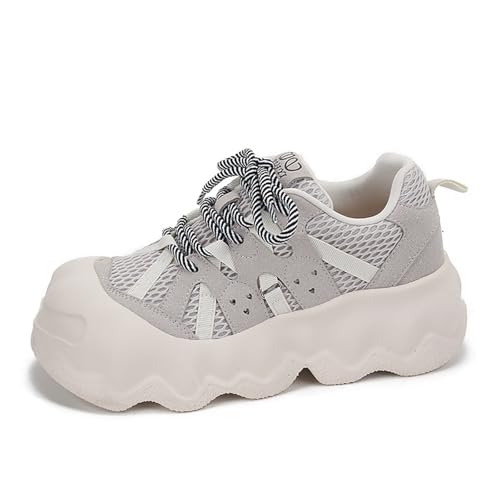 Bailey Xingqi Damen Sneaker mit Plateau Leichte Canvas Freizeitschuhe Atmungsaktive Bequem-Sneaker 651 Grau EU Größe 36 von Bailey Xingqi