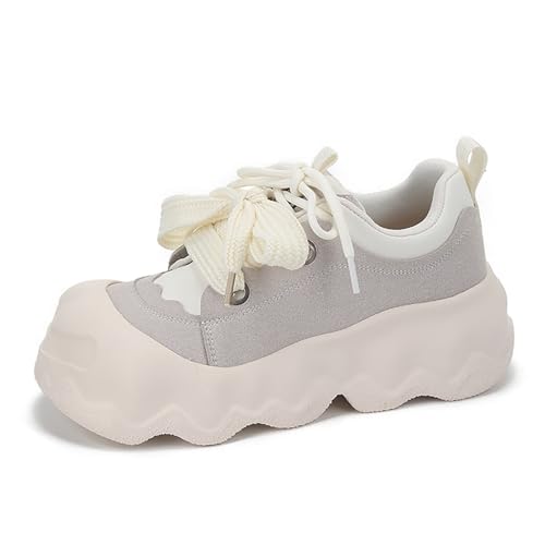 Bailey Xingqi Damen Sneaker mit Plateau Leichte Canvas Freizeitschuhe Atmungsaktive Bequem-Sneaker 655 Grau EU Größe 35 von Bailey Xingqi