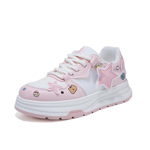 Bailey Xingqi Damen Walking Turnschuhe Mode Chunky Star Schuhe Niedliche Y2K Sneakers Für Jeden Tag 2110 Rosa EU 40 von Bailey Xingqi