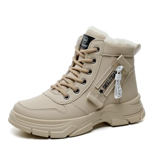 Bailey Xingqi Damen Wasserdichte Schneestiefel mit Kunstfellfutter Winter Stiefeletten für Outdoor Wandern und Freizeit 2557 Khaki Größe 36 von Bailey Xingqi